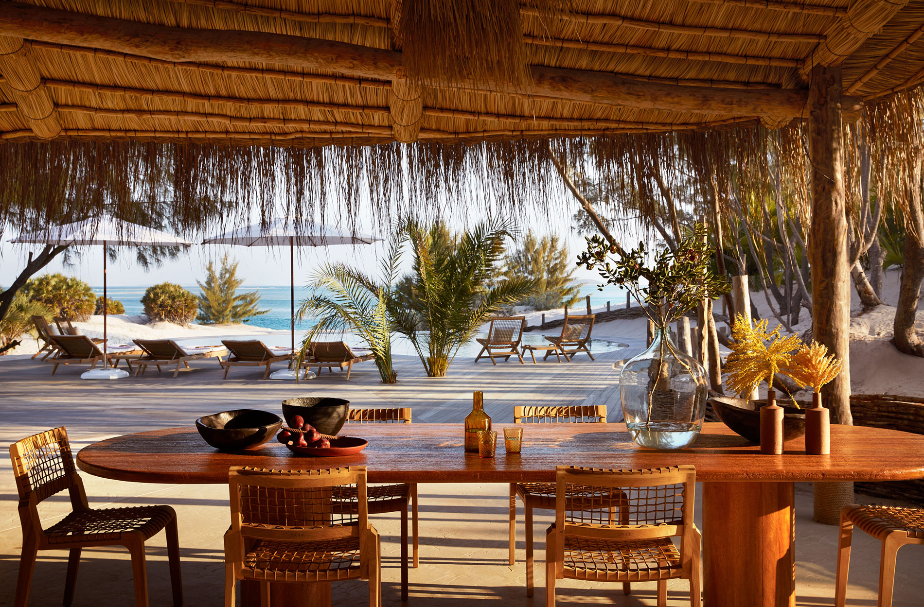 Lunch table overlooking the beach and sea
