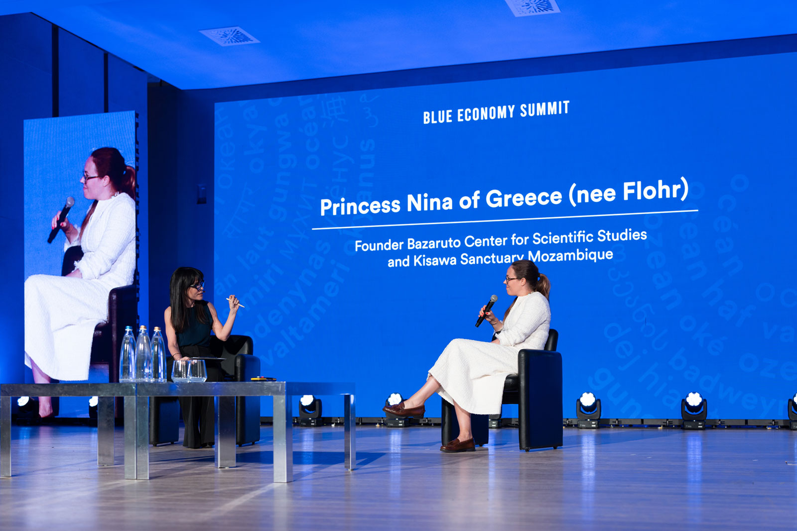 Princess Nina of Greece (nee Flohr), Kisawa and BCSS Founder and Creative Director speaking at the Blue Economy Summit 2024 in Milan